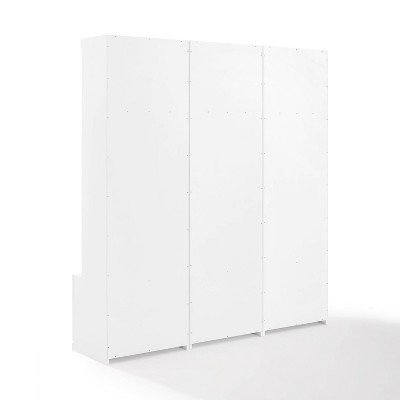 White Hall Tree with Storage Drawers and Hooks
