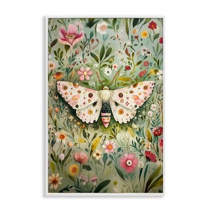 Stupell Industries Floral Moth & Botanicals Black Framed Giclee Art - 1 of 4