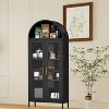 73" Arched Metal Storage Cabinet, 2 Adjustable Shelves,Modern Farmhouse Display Bookshelf, for Living/Dinning Room Black - 3 of 4