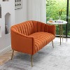 SEYNAR Modern Glam Comfy 50" Metal Legs Curved Sofa 2 Seaters Loveseat with Tufted Back - 3 of 4