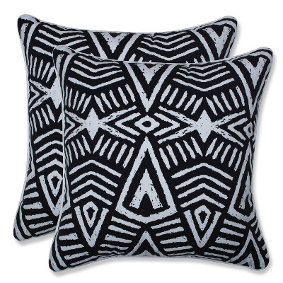 18.5" 2pk Geometric Dimensions Throw Pillows Black - Pillow Perfect