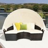 Costway Patio Rattan Daybed Cushioned Sofa Adjustable Table Top Canopy W/3 Pillows - 2 of 4