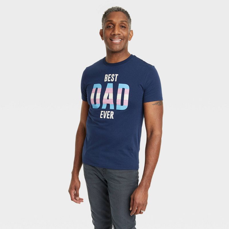 Men's Best Dad Ever Short Sleeve Graphic T-Shirt - Navy Blue, 1 of 6