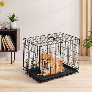 JIONJOY Heavy Duty Steel Dog Crate - Airline Approved Pet Kennel with Lock, Foldable Single Door Cage & Removable Tray for Dogs - 24inch - 1 of 2