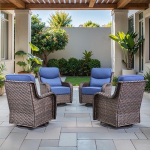 POCASSY Outdoor Swivel Rocker Patio Swivel Chairs Set of 4, 6" Thick Seat Cushions All Weather Swivel Glider Chairs with High Back for Porch - 1 of 4