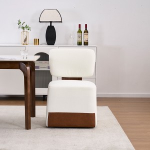 GDFStudio Coralia Modern Linen Upholstered Armless Dining Chair with Casters - 1 of 4