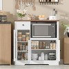 Kitchen Microwave Cabinet with Storage – Buffet Sideboard with 3 Doors, 1 Drawer & Adjustable Shelves, Pantry Storage Cabinet, White - 3 of 4