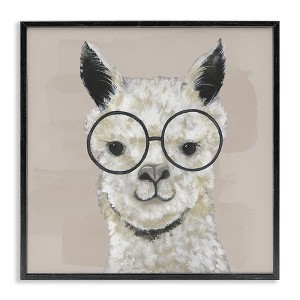 Stupell Industries Happy Alpaca Glasses Portrait, 17" x 17" - 1 of 4