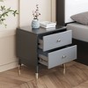 Luck Live 19.7"Modern Nightstand with 2 Drawers, Gray/Walnut End Table with Gold Metal Handles & Legs, Bedside Table for Bedroom - 3 of 4