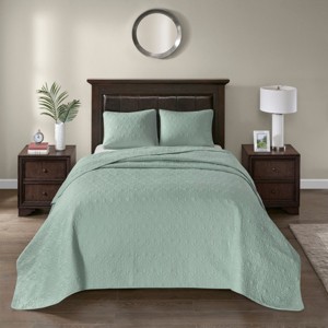 TopComfy Bedding Sets Reversible Quilt Set Seafoam Full Queen 2 Way Reversible Quilt With Soft Touch For Bedroom, Green, 17.72"*15.35"*6.69" - 1 of 4