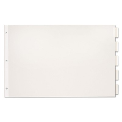 Cardinal Paper Insertable Dividers 5-Tab 11 x 17 White Paper/Clear Tabs 84812