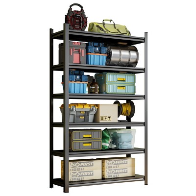 Syemin Utility Storage Shelves Garage Storage Rack, 6-Story Heavy Duty Shelve, Adjustable Shelving Unit, Industrial Shelf, Black, 45.3"*15.74"*77.44"