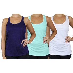 Galaxy By Harvic Women's Moisture Wicking Racerback Tank-3 Pack - 1 of 4