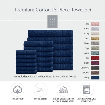 Ella Jayne Luxury 18 Piece Bath Towels Set – Ultra Plush & Absorbent 100% Premium Cotton Towels – Soft, Quick-Dry Bath Towels for Hands, Face & Body