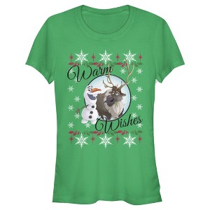 Juniors Womens Frozen Christmas Warm Wishes T-Shirt - 1 of 3
