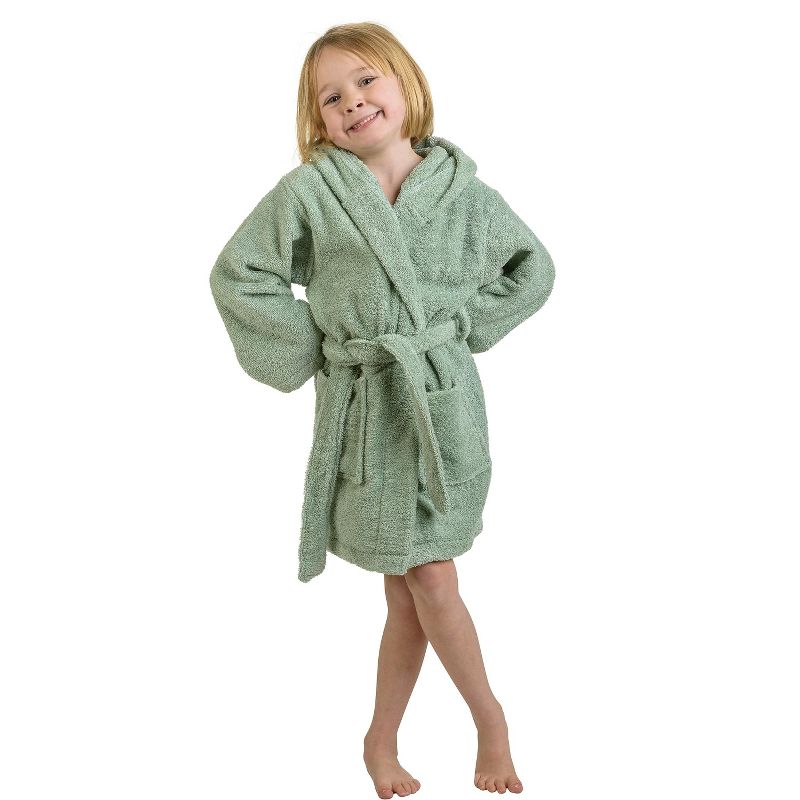 100% Cotton Ultra-Soft Terry Lightweight Kids Unisex Hooded Bathrobe by Blue Nile Mills, 2 of 4