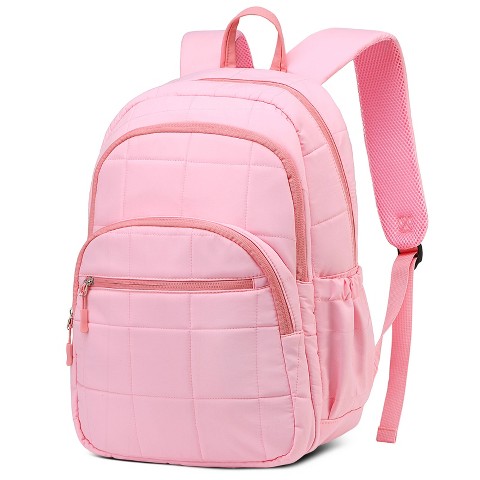 Unique Bargains Large Capacity Casual Work Fashion Quilted Laptop Backpack Pink