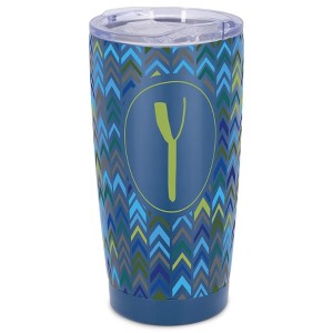 Elanze Designs Y Monogram Herringbone Arrows Wrap-Around Design 20 Ounce Stainless Steel On-The-Go Coffee Mug, Thermal Travel Tumbler with Leak - 1 of 4