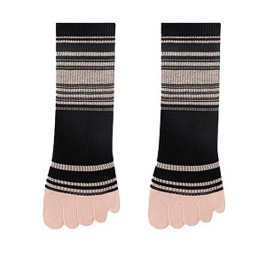 Anna-Kaci 2 Pairs Women's Breathable Five-Toe Socks with Arch Support and Anti-Odor Lycra Stretch for Casual or Active Wear - 1 of 4