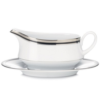 Noritake Austin Platinum Gravy Boat with Tray