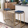 29" Set of 2 Ervyn Gold Finish Velvet Button Tufted Bar Height Chairs - Inspire Q - 2 of 4