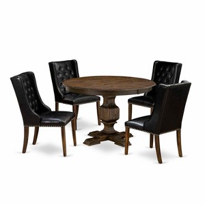 HomeStock 3-Piece Distressed Jacobean Finish Solid Wood Top Dining Table with 2 Chairs - 1 of 4