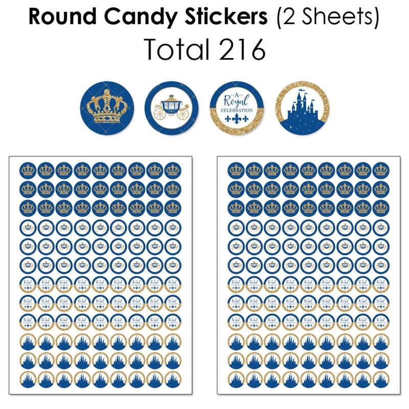 Big Dot of Happiness Royal Prince Charming - Baby Shower or Birthday Party Candy Favor Sticker Kit - 304 Pieces, 5 of 9