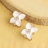 SOHI Women's White Flora Stud Earrings - 2 of 3