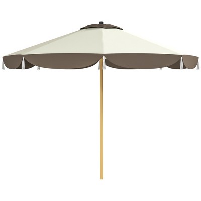 Outsunny 9FT Patio Umbrella, UPF 50+ Outdoor Market Umbrella with 8 Ribs, Vented Outdoor Table Umbrella for Deck, Backyard and Lawn