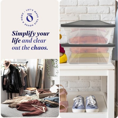 Clear 41-Quart Stackable Plastic Storage Bins with Gray Latching Lids