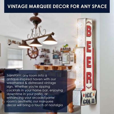 Vintage Metal LED Ice Cold Beer Marquee Sign