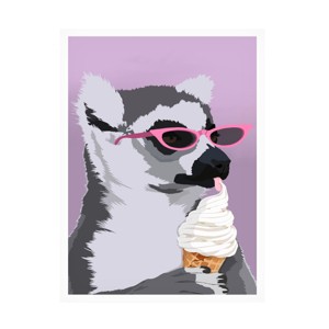 Canvas Wall Art - Bykammille  'Jugdy Lemur With Icecream' Wall Art for Living Room, Bedroom, or Office Décor by Trademark Fine Art - 14 x 19 Inches - 1 of 4