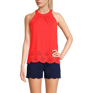 Lands' End Women's Lightweight Jersey Eyelet Tank Top - 1 of 4