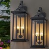 C Cattleya 22.25in 3-Light Modern Matte Black Outdoor Wall Lantern with E12 Base Socket - 2 of 4