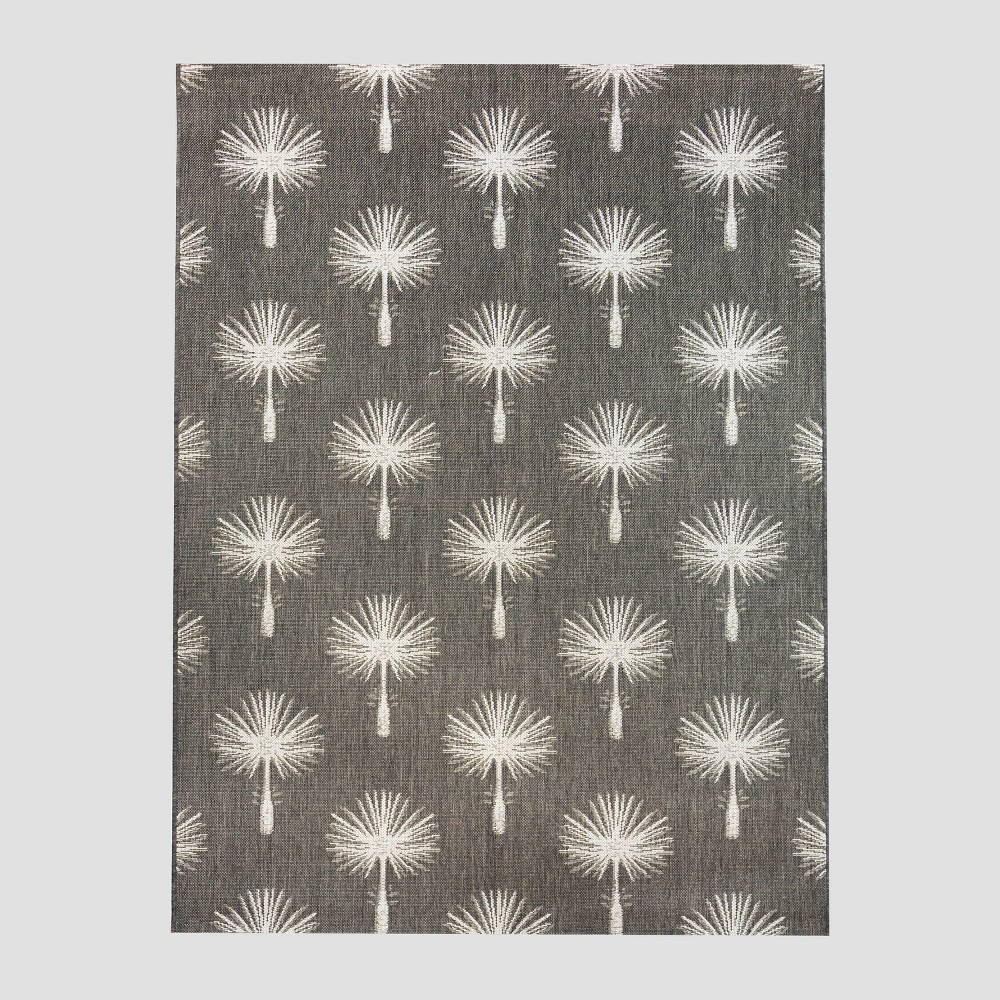 7' x 10' Palm Print Outdoor Rug Charcoal - Threshold™
