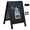 Tableau noir magnétique double face Sunnydaze en forme de A avec cadre en pin - 30" x 20" - 4 of 4