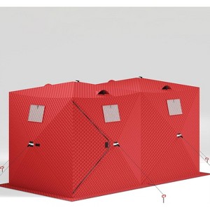 Lumiparty Pop Up Ice Fishing Tent Fully Insulated, Portable Ice Fishing Shelter, Waterproof Oxford Fabric, Snow Hub with Anchors, Ropes & Carry Bag - 1 of 4