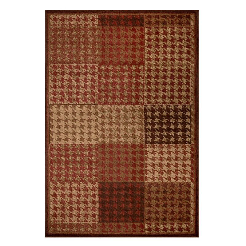 Abstract Houndstooth Checkered Geometric Border Power-Loomed Living Room Bedroom Entryway Indoor Area Rug or Runner by Blue Nile Mills, 1 of 7