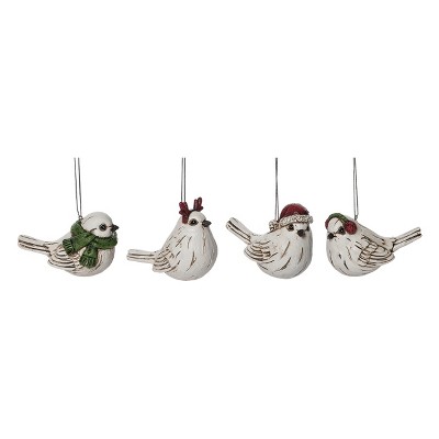Transpac Resin 3.25 in. Multicolored Christmas Knotty Birch Birds Ornament Set of 4