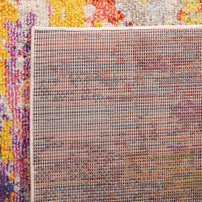 Beige and Yellow Synthetic Flat Woven Square Rug