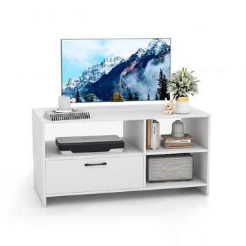 Homcom Small Corner Tv Stand Shelf For Up To 29 Inches, Home Entertainment  Center With Storage Shelves, Wooden & Steel, Living Room Storage, Gray :  Target