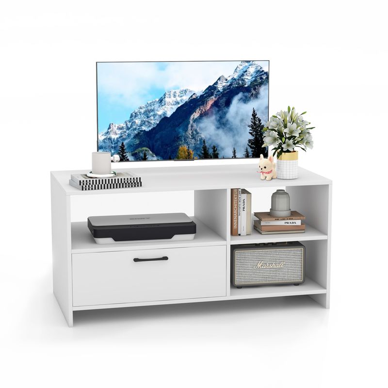 Costway Modern TV Stand TV Console Cabinet w/ 3 Open Compartments Media Console Center for TVs up to 55 Inches, 1 of 8