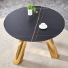 42" Round Kitchen Table,Dining Table With Sintered Stone Tabletop And Stainless Steel Legs,Stainless Steel Dining Table-Cuddlewood - 3 of 4