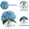 Set of 2 Silk Hydrangea Flowers in Glass Vase with Faux Water, Artificial Hydrangea Flowers for Wedding Office Bathroom Counter Decor,Blue - 3 of 4