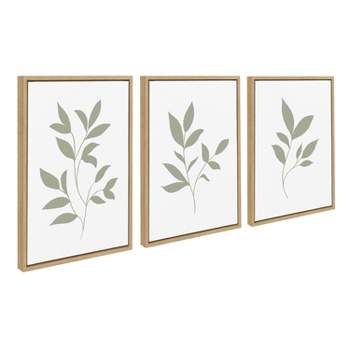 Kate and Laurel Sylvie Modern Sage Green Botanical Outdoor Nature Print 1, 2 and 3 Framed Canvas by The Creative Bunch Studio, 3 Piece 18x24, Natural