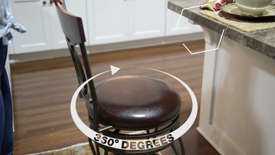Linon 30" Swivel Metal Bar Stool with Brown Cushion