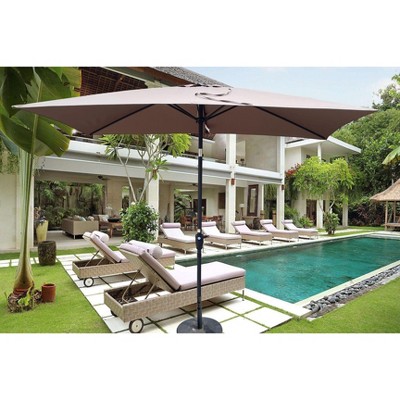 Okak 6 x 9ft Outdoor Patio Waterproof Umbrella with Push Button Tilt Market Table Umbrella with Crank without flap for Pool Backyard Garden