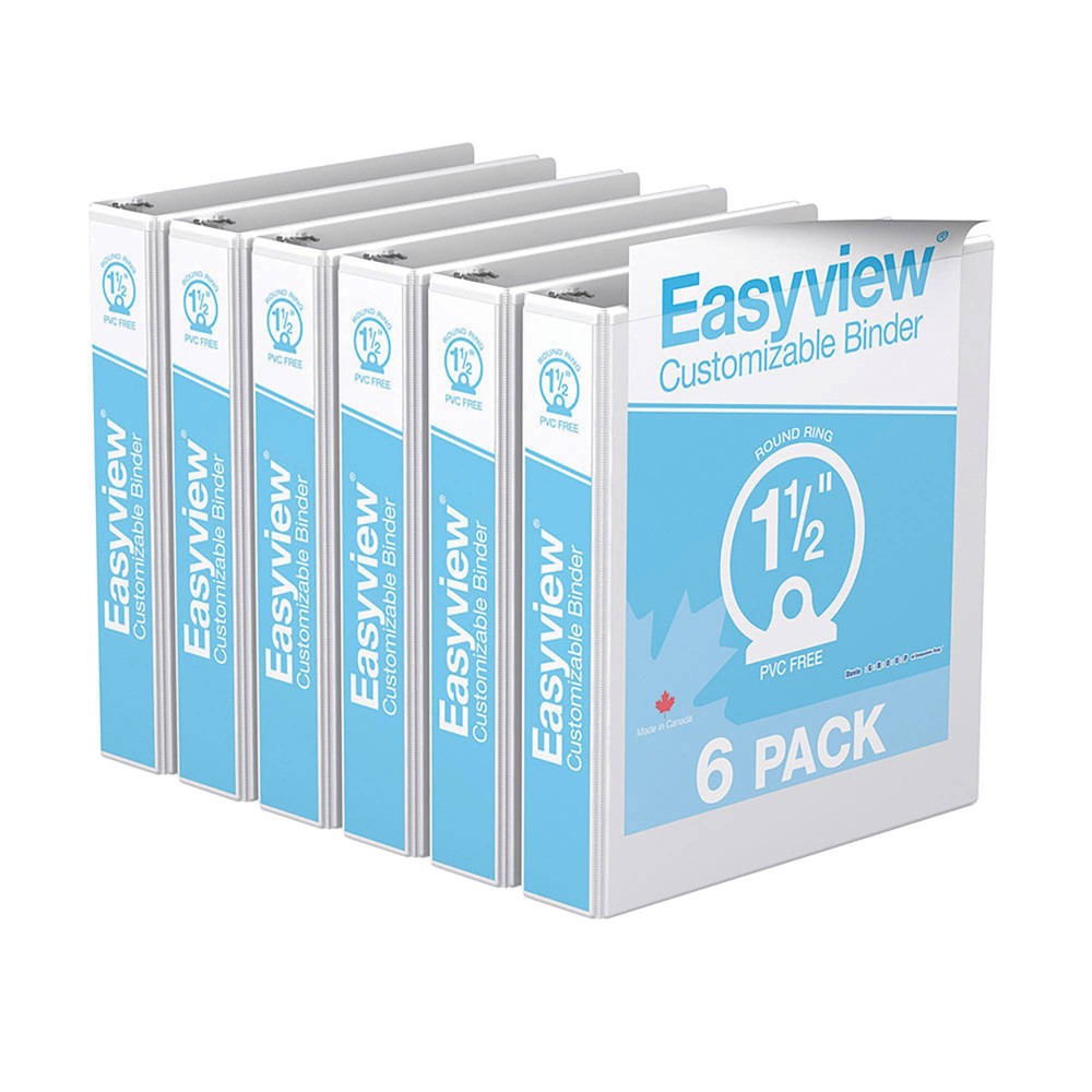 Photos - File Folder / Lever Arch File 1.5" Premium Round Ring Binder 6pk Customizable View White - Easyview