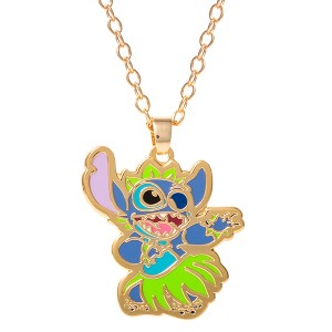 Disney Girls Lilo & Stitch Gold Plated Necklace with Stitch Pendant - Stitch Gifts Jewelry, 16 + 2'' - 1 of 4