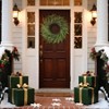 26 inch artificial pine wreath faux green front door indoor outdoor decor with realistic needles and durable design - 2 of 4